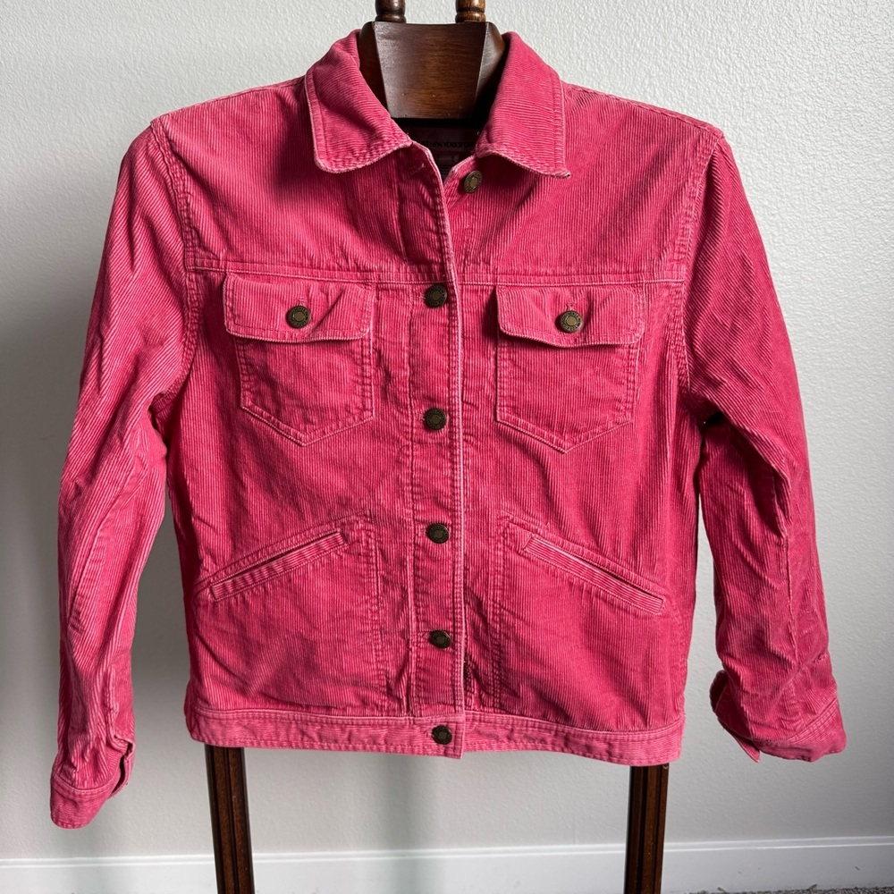Jones New York Sport Pink Corduroy Jacket Button Front Trucker Shacket Women’s M